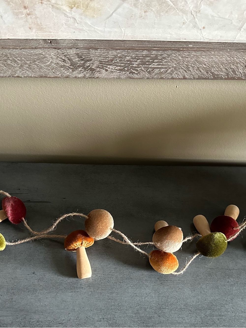 Hobby Lobby Velvet Mushroom Garland in Red, Orange, Green, Cream
